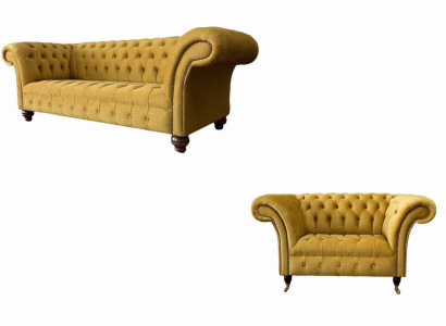 Chesterfield Sofagarnitur 2+1 Sitzer Design Polster Modern Garnitur